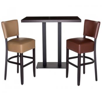 Preview: Gastronomie Barhocker BRAUN mit RÜCKENLEHNE TARA